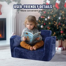 VEVOR Baby Chair Foldable 2-in-1 Comfy Baby Lounger Couch Kids Sofa Blue