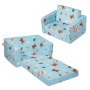 VEVOR Kids Christmas Couch, 2-in-1 Toddler Chairs Comfy, Toddler Couch Sofa Bed Fold Out, Convertible Sofa to Lounger, Kids Chair Seat Playroom Furniture for Kids Girls & Boys, Sky Blue