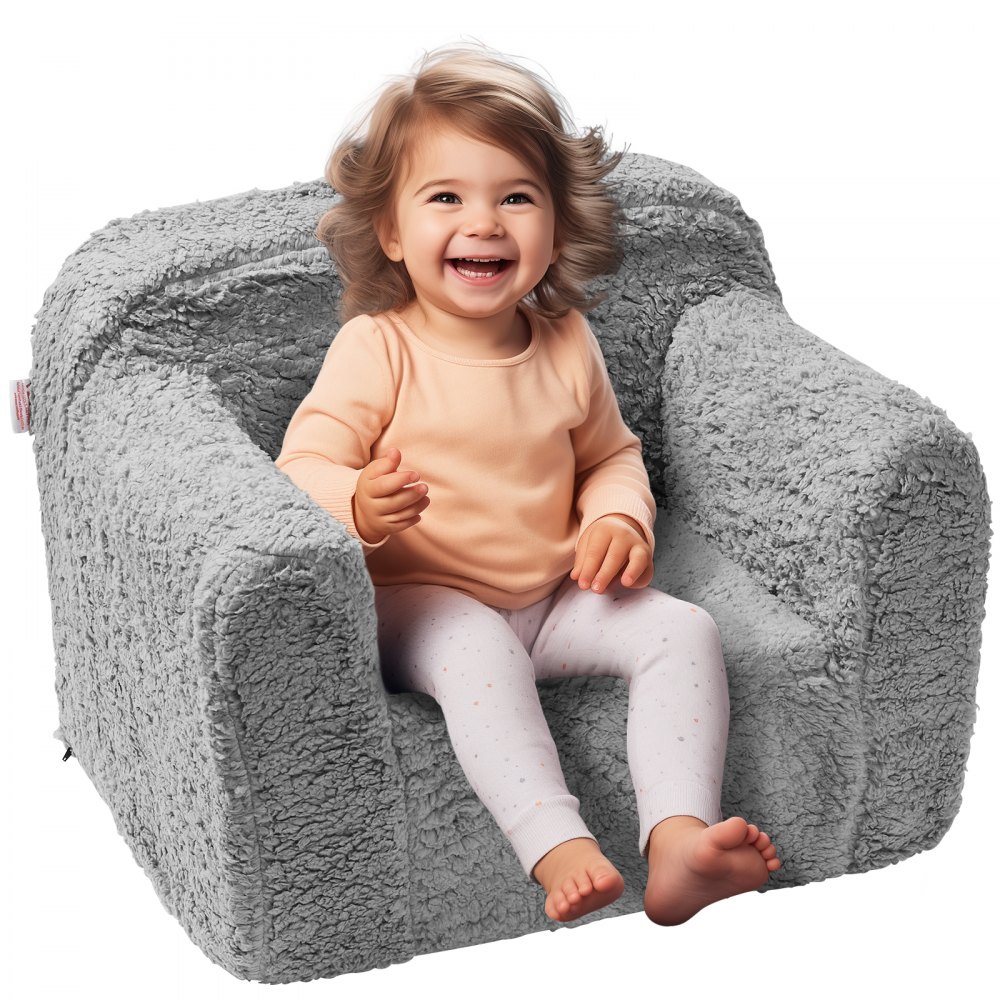 VEVOR Sillón para niños, sofá para niños con esponja 25D de alta densidad, silla para niños pequeños, sofá de lectura de tela Sherpa para dormitorio y sala de juegos