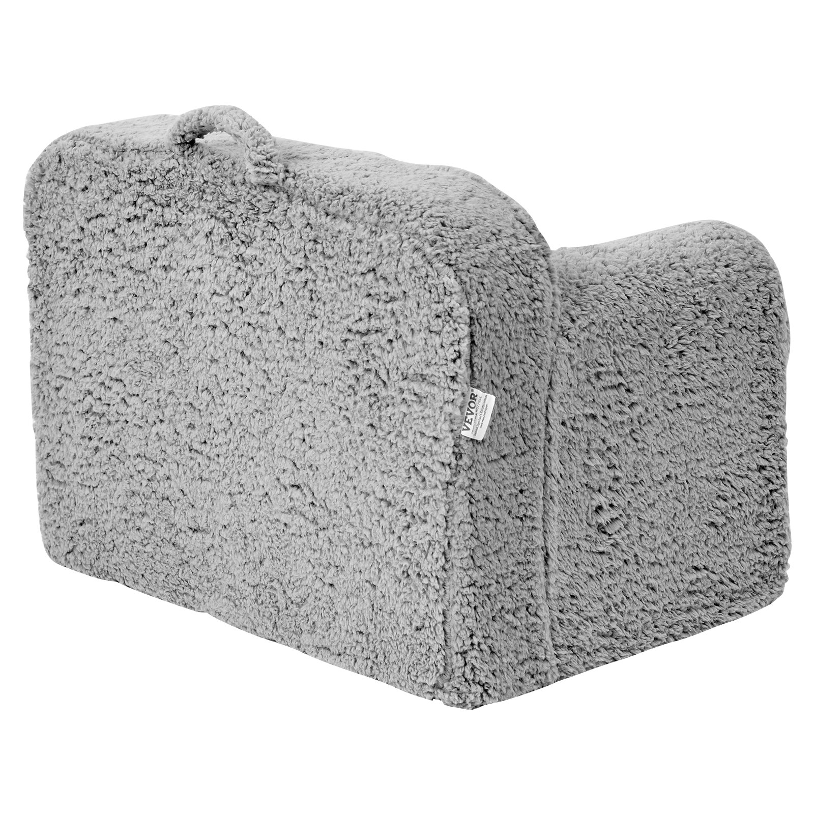 gray VEVOR kids armchair with plush, textured fabric and a built-in handle for easy carrying.