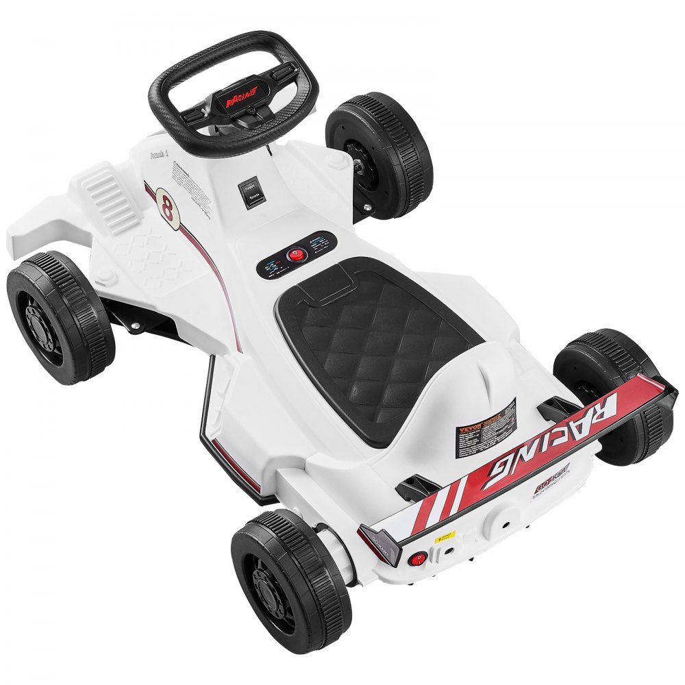 VEVOR Electric Go Kart, 6V 4.5Ah Battery, Pedal Go Kart Portable Outdoor Race Toy for Kids Ages 2+, 20000 RPM Motor, 2 MPH Constant Speed, LED Headlight & Horn, Non-slip Tires, 44 lbs Max Load, White
