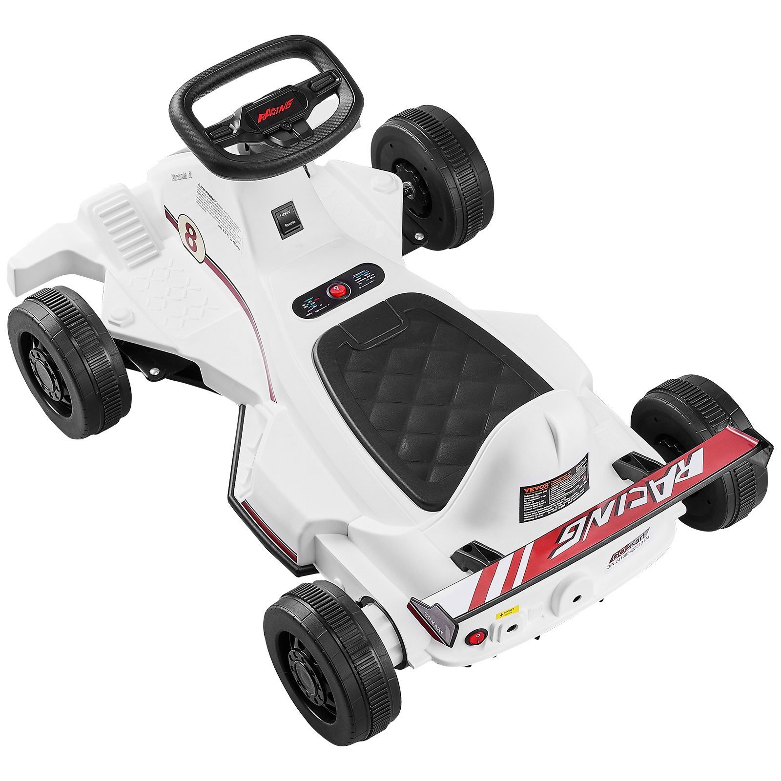 VEVOR Electric Go Kart, 6V 4.5Ah Battery, Pedal Go Kart Portable Outdoor Race Toy for Kids Ages 2+, 20000 RPM Motor, 2 MPH Constant Speed, LED Headlight & Horn, Non-slip Tires, 44 lbs Max Load, White