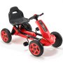 VEVOR Kids Pedal Go Kart, 4 Wheel Off-Road Pedal Go Cart Ride On Toy for Kids, Steering Wheel, Adjustable Seat, Non-slip Big Wheels, Outdoor Racer Ride On Pedal Car for Boys & Girls Ages 3-8, Red