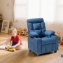 VEVOR Kids Recliner Chair, Toddler Lounger with Cup Holders & Pockets, 107° to 126° Adjustable Back, Breathable Polyester Upholstery Reclining Sofa with Foot-rest, for Boys and Girls, Children (Blue)