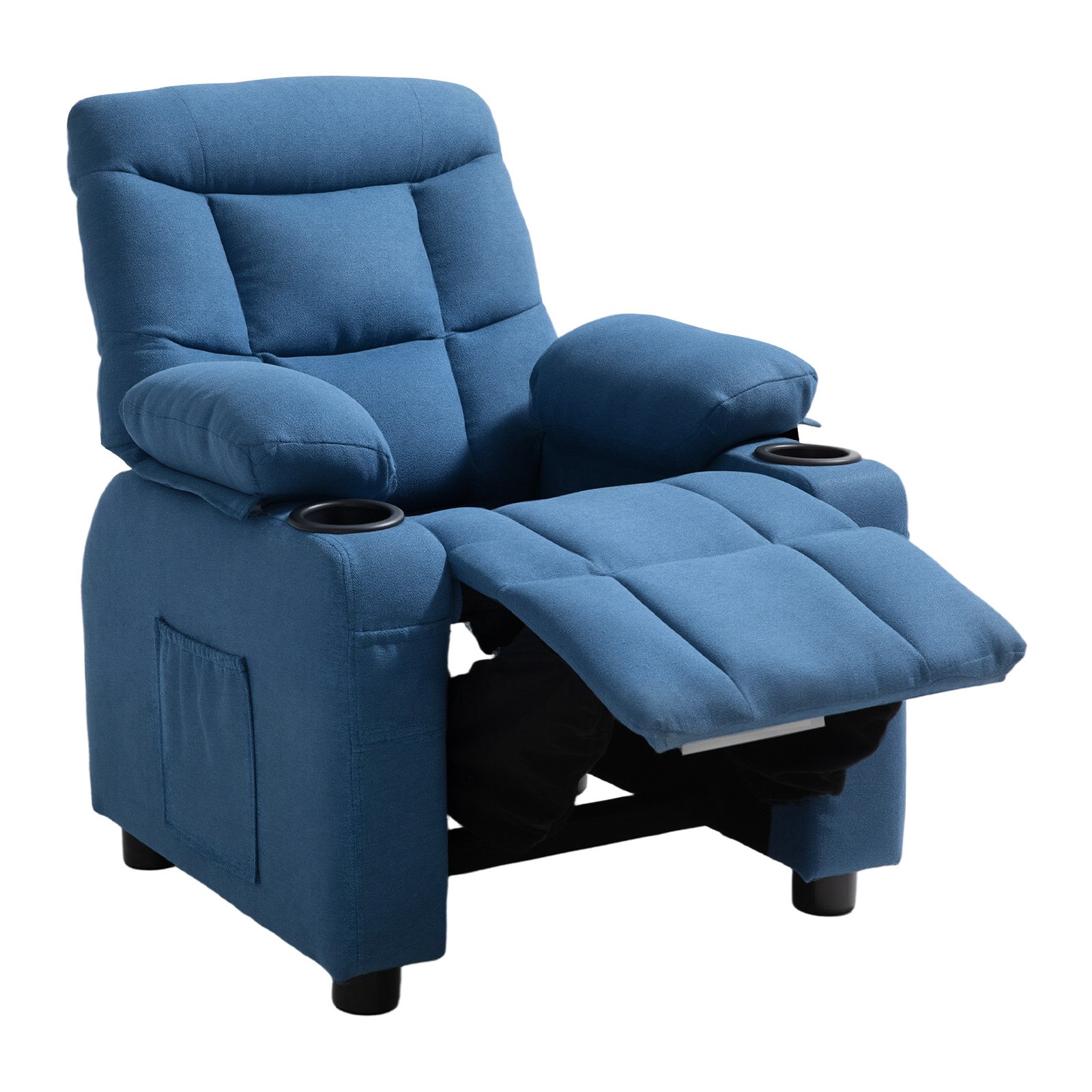 VEVOR Kids Recliner Chair, Toddler Lounger with Cup Holders & Pockets, 107° to 126° Adjustable Back, Breathable Polyester Upholstery Reclining Sofa with Foot-rest, for Boys and Girls, Children (Blue)