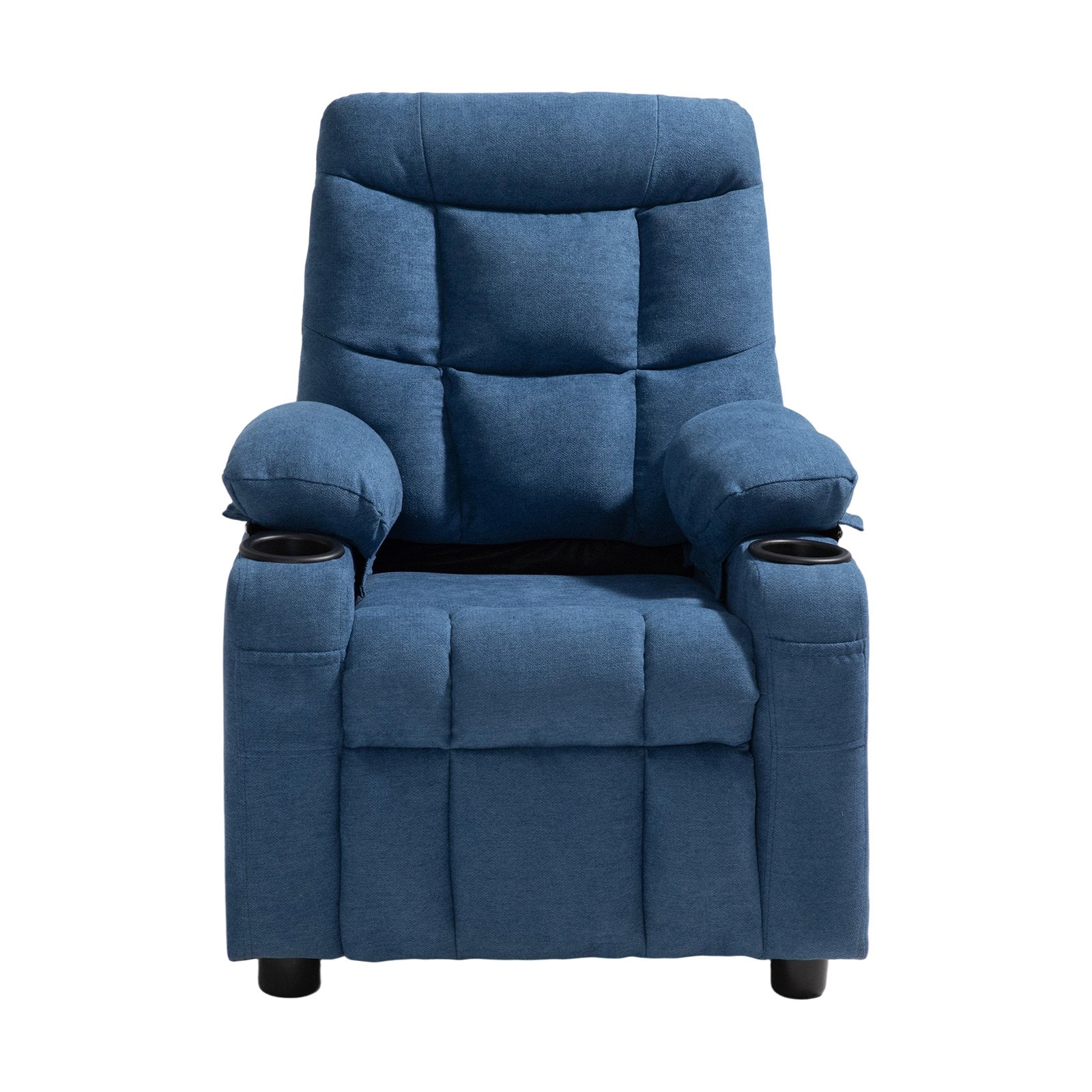 VEVOR Kids Recliner Chair, Toddler Lounger with Cup Holders & Pockets, 107° to 126° Adjustable Back, Breathable Polyester Upholstery Reclining Sofa with Foot-rest, for Boys and Girls, Children (Blue)