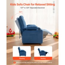 Kids Reclining Chair Toddler Recliner with Cup Holders and Pockets (Blue)