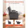 VEVOR Kids Reclining Chair, Toddler Recliner with Cup Holders and Pockets, 107° to 126° Adjustable Backrest, Breathable Polyester Fabric Recliner Couch with Footrest, for Boys & Girls, Children(Grey)