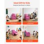 VEVOR Kids Reclining Chair PU Leather Toddler Recliner with Cup Holder (Pink)