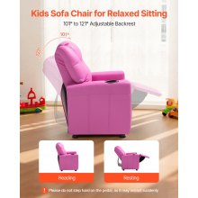 Kids Reclining Chair PU Leather Toddler Recliner with Cup Holder (Pink)