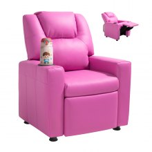 Kids Reclining Chair PU Leather Toddler Recliner with Cup Holder (Pink)