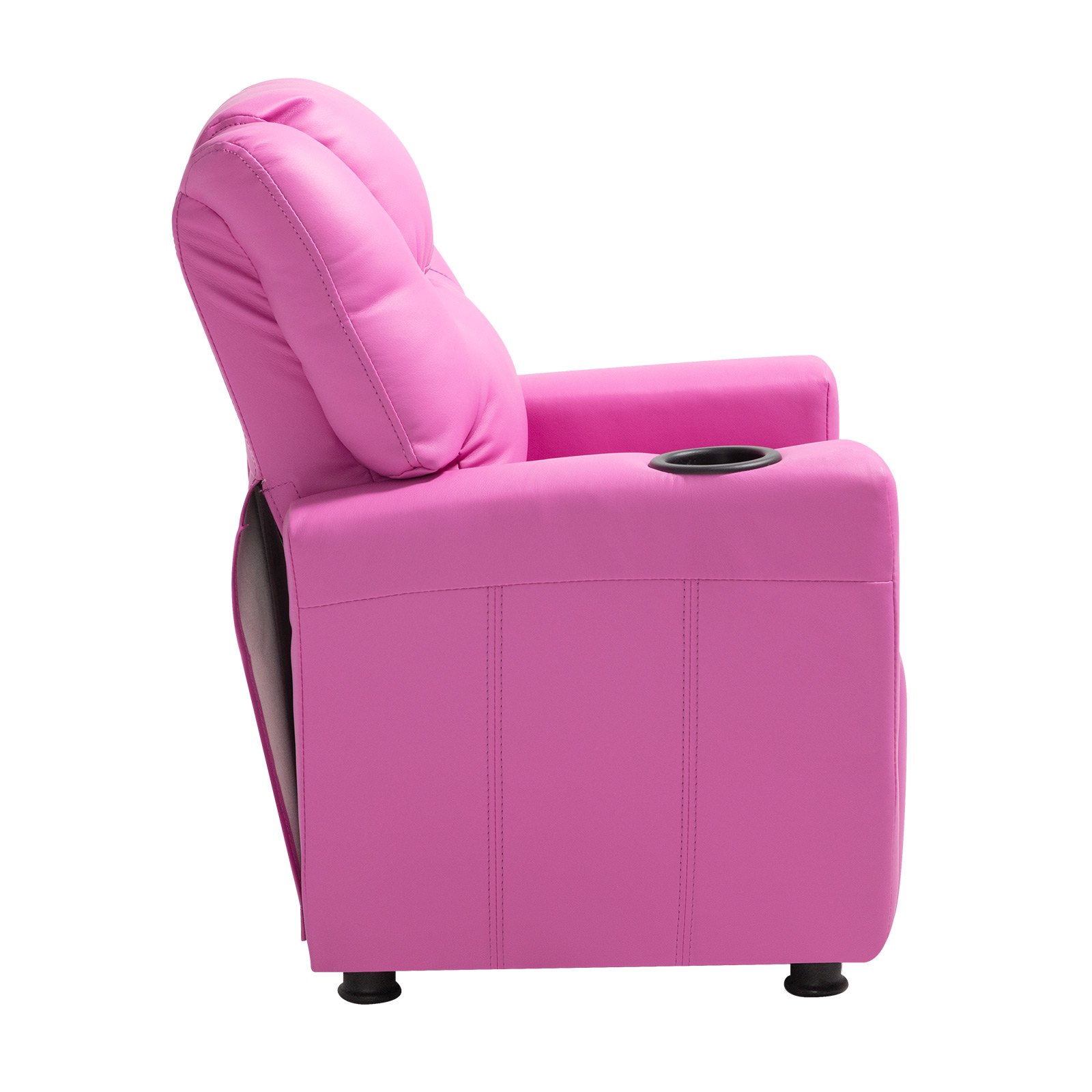 VEVOR Kids Reclining Chair, Toddler Recliner with Cup Holder, 101° to 121° Adjustable Backrest, Easy-to-Clean PU Leather Recliner Couch with Footrest, 90 lbs Load, for Boys & Girls, Children (Pink)