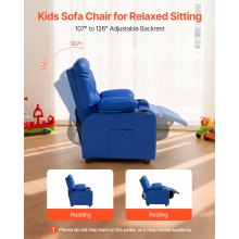 Kids Reclining Chair PU Leather Toddler Recliner with Cup Holder & Pocket