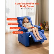 Kids Reclining Chair PU Leather Toddler Recliner with Cup Holder & Pocket