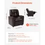 VEVOR Kids Reclining Chair PU Leather Toddler Recliner with Cup Holder (Brown)