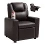 VEVOR Kids Reclining Chair PU Leather Toddler Recliner with Cup Holder (Brown)