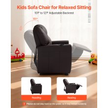 Kids Reclining Chair PU Leather Toddler Recliner with Cup Holder (Brown)
