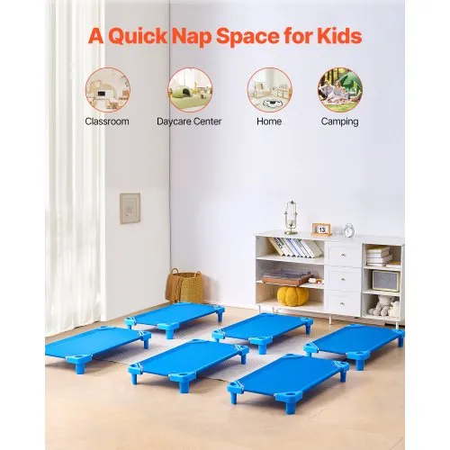 VEVOR Stackable Kiddie Cot, Pack of 6, Portable Toddler Nap Cots
