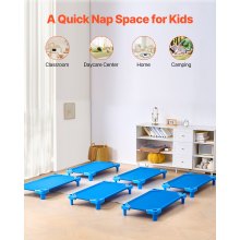 VEVOR Stackable Kiddie Cot 42" x 23" Daycare Nap Cots for Kids Blue (Pack of 6)