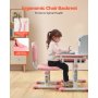 VEVOR Kids Study Chair and Desk Set, Study Desk and Chair for Kids with Bookshelf and Storage Drawer, Adjustable Height Kids Study Desk with Chair, Children Study Table for Bedroom & Study Room, Pink