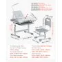 VEVOR Kids Study Chair and Desk Set, Study Desk and Chair for Kids with Table Lamp, Adjustable Height & 0-40° Tilted Desktop Kids Desk and Chair, Children Study Table for Bedroom & Study Room, Grey