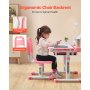 VEVOR Study Chair Set, Children Study Chair with Adjustable Height & 0-40° Tilted Desktop, Children Study Chair Set for Classroom & Study Room, Pink
