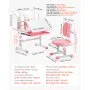VEVOR Kids Study Chair and Desk Set, Study Desk and Chair for Kids with Bookshelf & Storage Drawer, Adjustable Height & 0-40° Tilted Desktop Desk and Chair, Study Table for Bedroom & Study Room, Pink