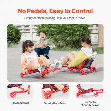 VEVOR Ride on Scooter Powered by Zig-Zag Motion Drift Cart for Kids Ages 4+