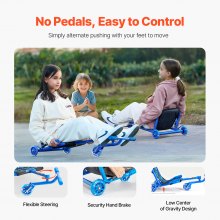 Ride on Scooter 198 lbs Powered by Zig-Zag Motion Drift Cart for Kids Ages 10+