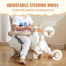 VEVOR 5 in 1 Rocking Horse for Toddlers 1-3 Years, Baby Rocking Horse with Trampoline, Detachable Balance Board, Push Handle and 4 Smooth Wheels, Support to 80lbs Kids Ride on Toy, White