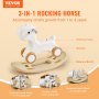 VEVOR 3 in 1 Rocking Horse for Toddlers 1-3 Years, Baby Rocking Horse with Detachable Balance Board and 4 Smooth Wheels, Support up to HDPE Material 80 lbs Kids Ride on Toy, 40° Swinging, White