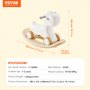 VEVOR 3 in 1 Rocking Horse for Toddlers 1-3 Years, Baby Rocking Horse with Detachable Balance Board and 4 Smooth Wheels, Support up to HDPE Material 80 lbs Kids Ride on Toy, 40° Swinging, White