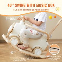 VEVOR 3 in 1 Rocking Horse for Toddlers 1-3 Years, Baby Rocking Horse with Detachable Balance Board and 4 Smooth Wheels, Support up to 80 lbs HDPE Material Kids Ride on Toy, 40° Swinging, White