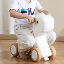 Cal balansoar VEVOR 3 în 1 pentru copii mici 1-3 ani, cal balansoar pentru bebeluși cu planșă de echilibrare detașabilă și 4 roți netede, suportă până la 80 lbs material HDPE pentru copii, legănat la 40°, alb