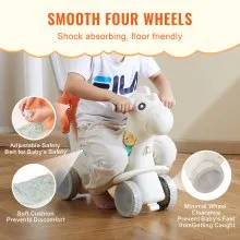 VEVOR Caballo balancín 4 en 1 para niños de 1 a 3 años, caballo balancín para bebé con tabla de equilibrio desmontable, manija de empuje y 4 ruedas lisas, soporta hasta HDPE 80 lbs, juguete para niños con sonido, rojo