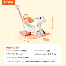 VEVOR 4 in 1 Rocking Horse for Toddlers 1-3 Years, Baby Rocking Horse with Detachable Balance Board, Push Handle and 4 Smooth Wheels, Support up to 80 lbs HDPE Kids Ride on Toy with Sound, Red