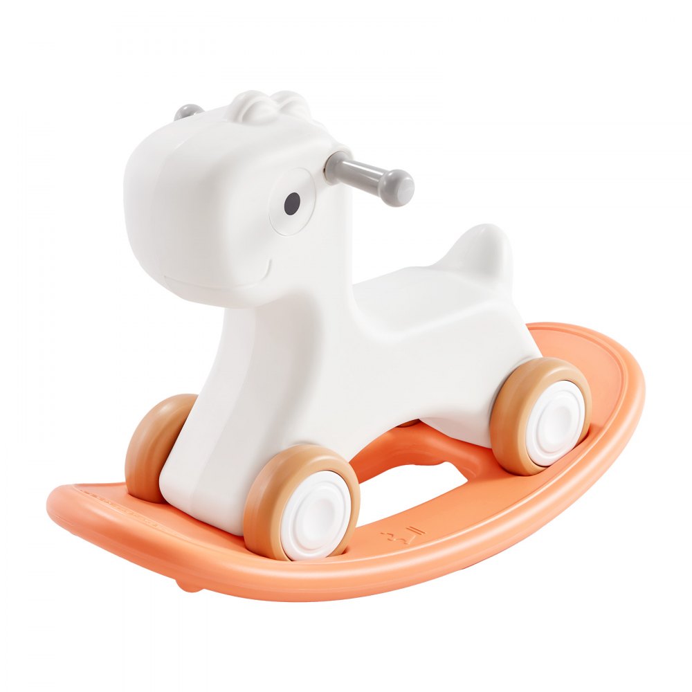 VEVOR Toddler Rocking Horse 3-in-1, Convertible to Balance Board, Equipped with 4 Gentle Wheels, Durable HDPE, Supports Children up to 80 lbs, 40° Swing Range, in Vibrant Red
