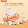 VEVOR 3 in 1 Rocking Horse for Toddlers 1-3 Years, Baby Rocking Horse with Detachable Balance Board and 4 Smooth Wheels, Support up to 80 lbs HDPE Material Kids Ride on Toy, 40° Swinging, Orange