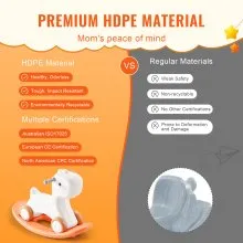 VEVOR Caballo balancín 3 en 1 para niños pequeños de 1 a 3 años, caballo balancín para bebés con tabla de equilibrio desmontable y 4 ruedas suaves, soporta hasta 80 libras de material HDPE, juguete para niños, balanceo de 40°, rojo