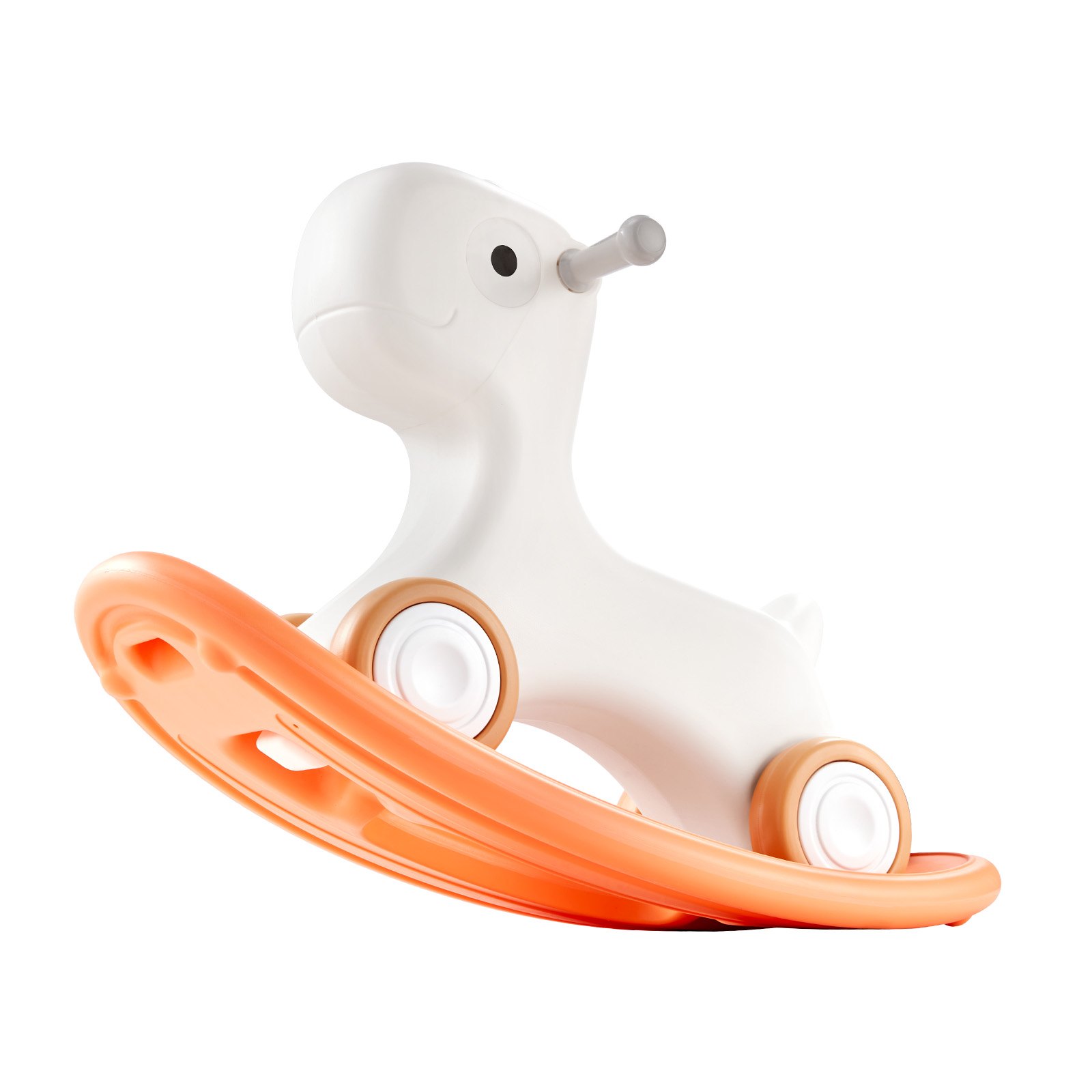 VEVOR Toddler Rocking Horse 3-in-1, Convertible to Balance Board, Equipped with 4 Gentle Wheels, Durable HDPE, Supports Children up to 80 lbs, 40° Swing Range, in Vibrant Red