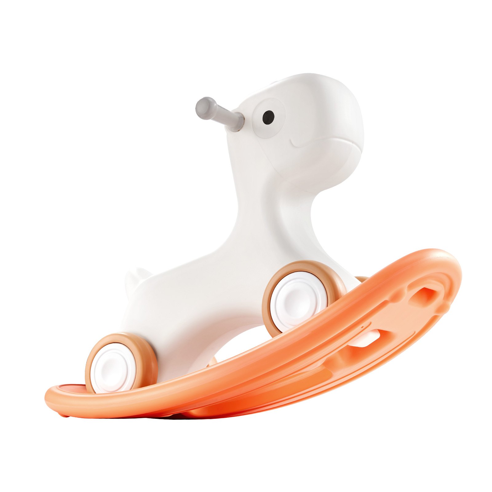 VEVOR Toddler Rocking Horse 3-in-1, Convertible to Balance Board, Equipped with 4 Gentle Wheels, Durable HDPE, Supports Children up to 80 lbs, 40° Swing Range, in Vibrant Red