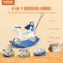 VEVOR 4 in 1 Rocking Horse for Toddlers 1-3 Years, Baby Rocking Horse with Detachable Balance Board, Push Handle and 4 Smooth Wheels, Support up to 80 lbs HDPE Kids Ride on Toy with Sound, Blue