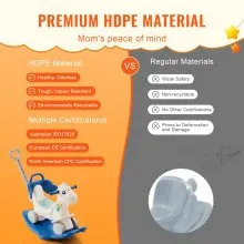 VEVOR Caballo balancín 4 en 1 para niños de 1 a 3 años, caballo balancín para bebé con tabla de equilibrio desmontable, manija de empuje y 4 ruedas lisas, soporta hasta HDPE 80 lbs, juguete para niños con sonido, azul