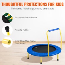 VEVOR 3FT Trampoline for Kids, 92 cm Trampolines Indoor/Outdoor Trampoline for Toddlers, Foldable Mini Baby Trampoline with Foam Handle, Recreational Trampoline Birthday Gift for 3+ Years Kids