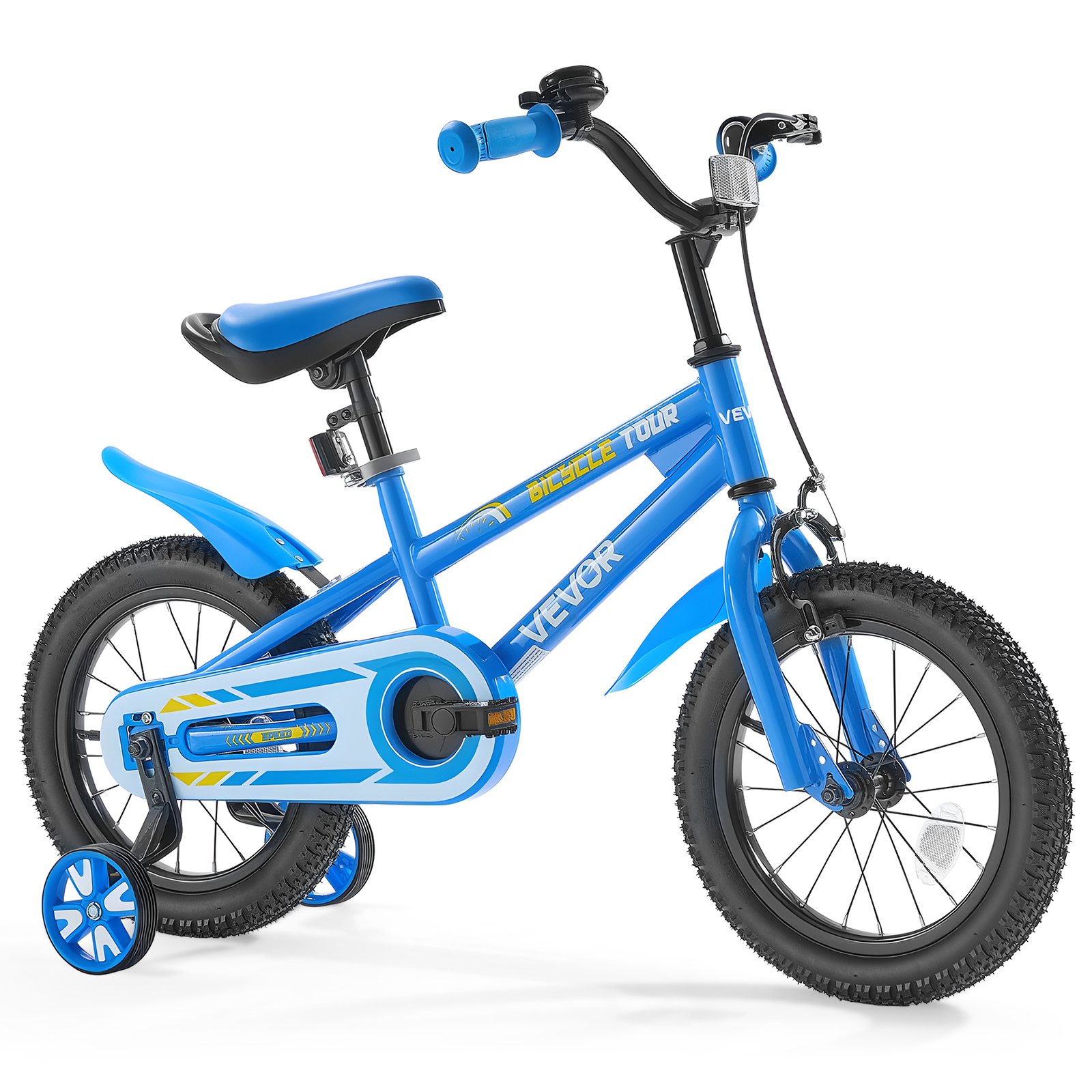 VEVOR Kids Bike, 356 mm BMX Style Children Bicycle, Rider Height 2.95 ft - 3.77 ft, Training Wheels Included, Sturdy and Easy to Assemble, Toddler Bike for Boys & Girls Learning to Ride, Blue