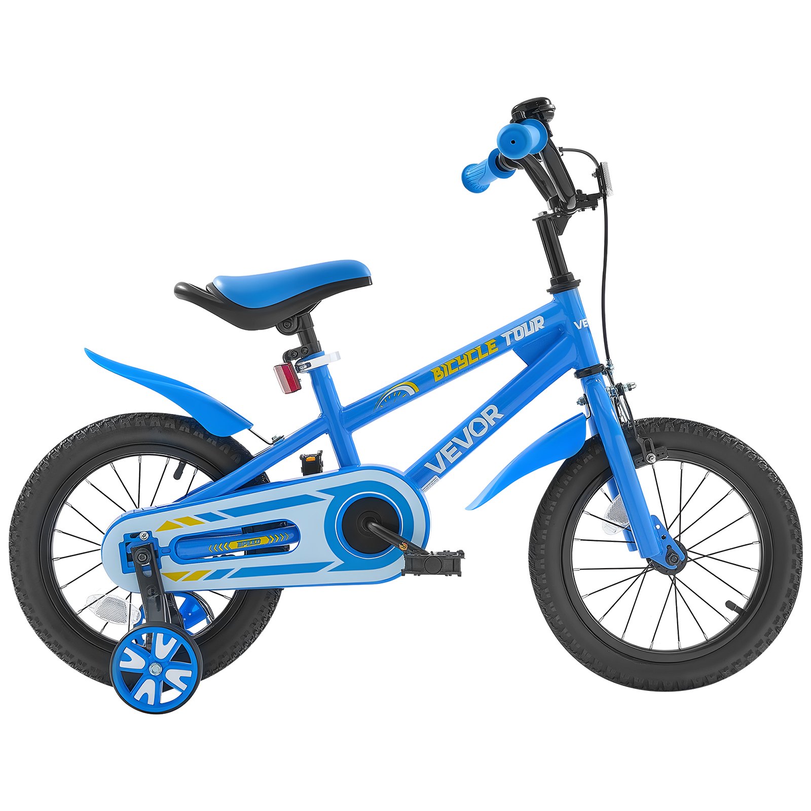 VEVOR Kids Bike, 356 mm BMX Style Children Bicycle, Rider Height 2.95 ft - 3.77 ft, Training Wheels Included, Sturdy and Easy to Assemble, Toddler Bike for Boys & Girls Learning to Ride, Blue