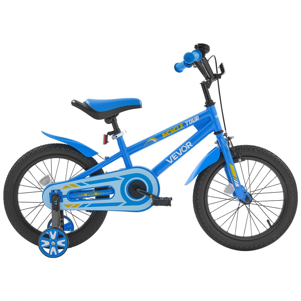 VEVOR Kids Bike, 16 Inches BMX Style Children Bicycle, Rider Height 3.28 ft - 4.27 ft, Training Wheels Included, Sturdy and Easy to Assemble, Toddler Bike for Boys & Girls Learning to Ride, Blue