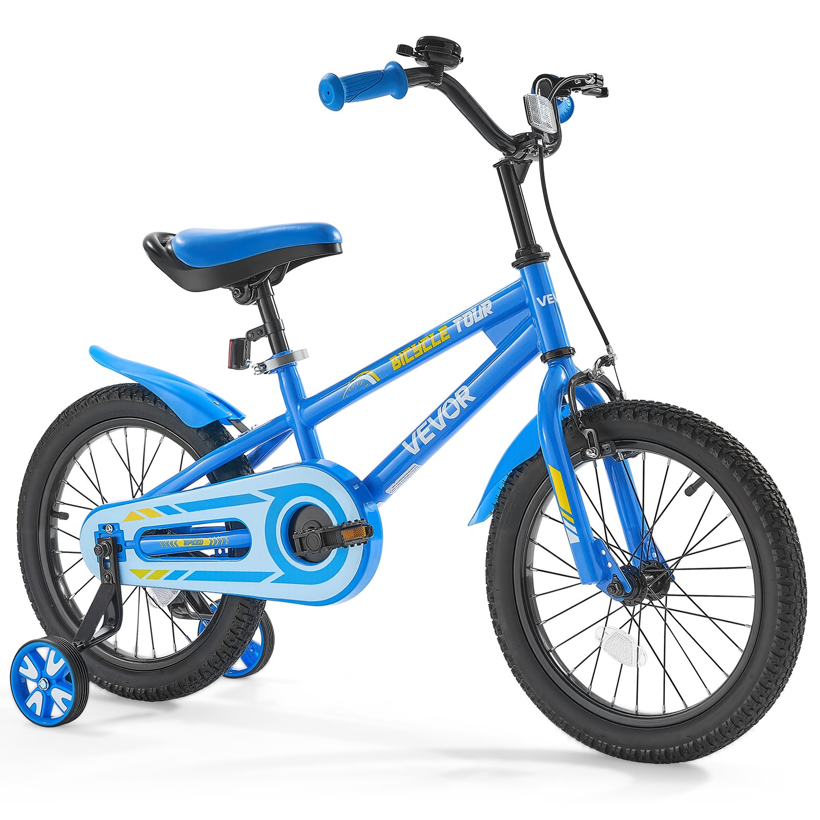 VEVOR Kids Bike, 16 Inches BMX Style Children Bicycle, Rider Height 3.28 ft - 4.27 ft, Training Wheels Included, Sturdy and Easy to Assemble, Toddler Bike for Boys & Girls Learning to Ride, Blue