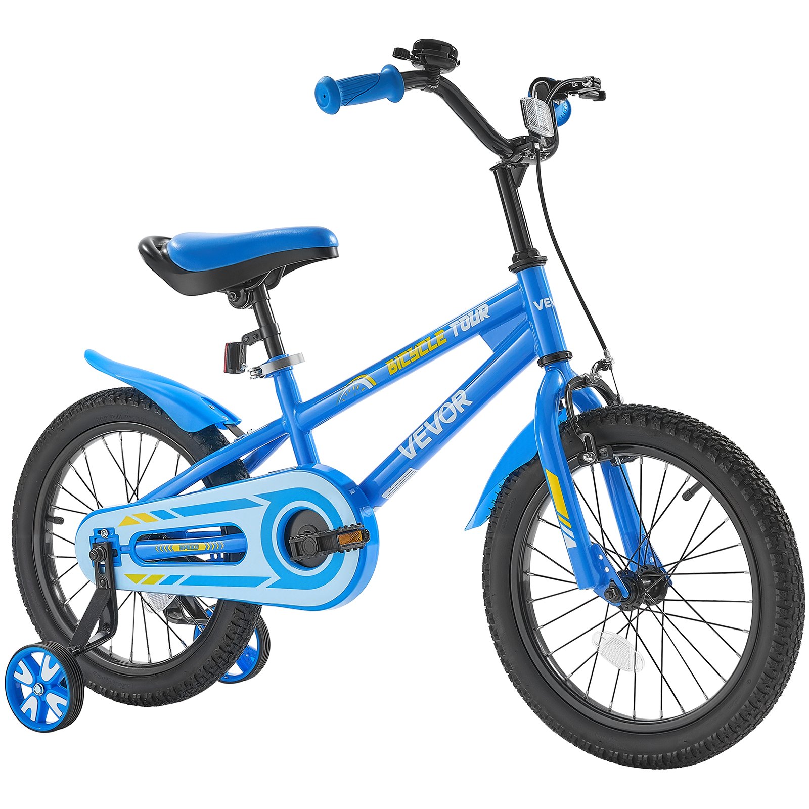 VEVOR Kids Bike, 406 mm BMX Style Children Bicycle, Rider Height 3.28 ft - 4.27 ft, Training Wheels Included, Sturdy and Easy to Assemble, Toddler Bike for Boys & Girls Learning to Ride, Blue