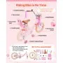 VEVOR Kids Bike, 14 Inch Children Bicycle, Training Wheels Princess Pink, for Girls Ages 3-5, Adjustable Seat, Front Brake and Rear Coaster Brake, Front Basket, Doll Seat, High-Carbon Steel Frame